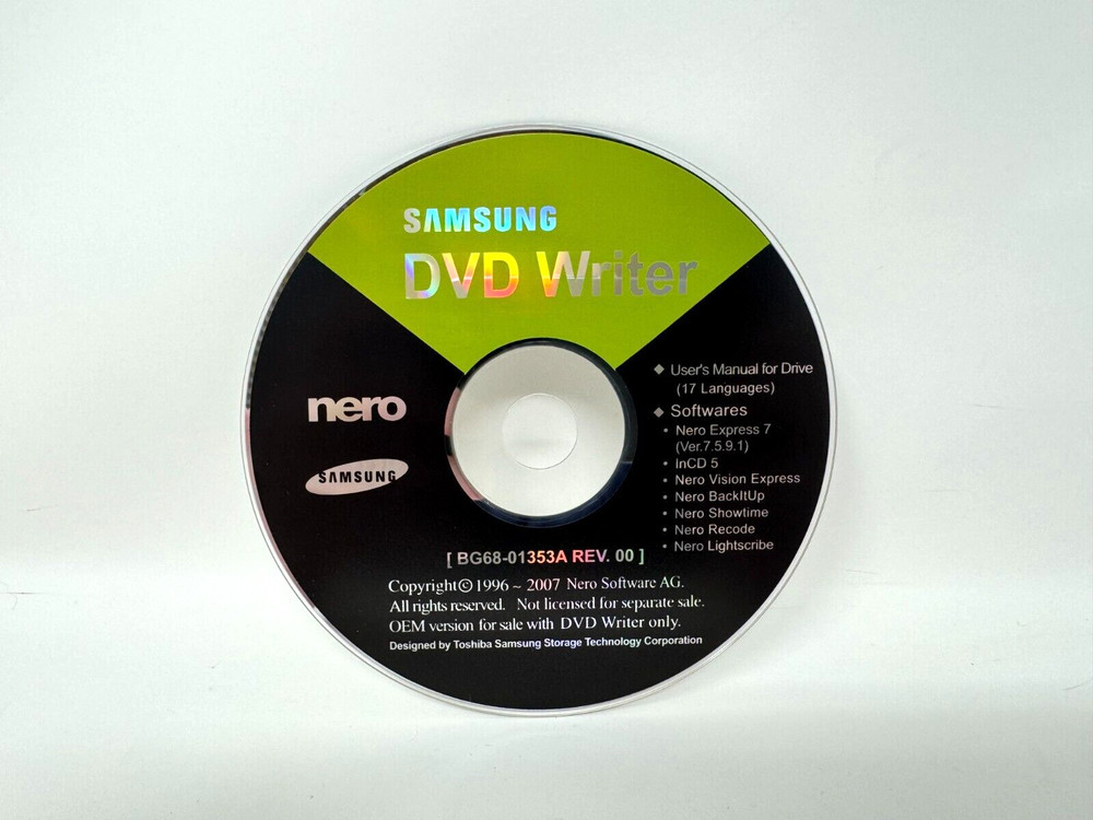 Samsung SH-S182 DVD Writer Disc Nero