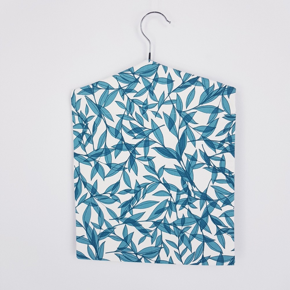 Peg Bag Handmade Blue Leaves Print Lined Laundry Clothes Peg Holder