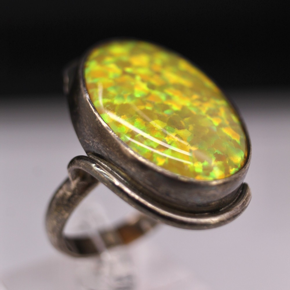 Southwest Sterling Silver Faux Opal Ring