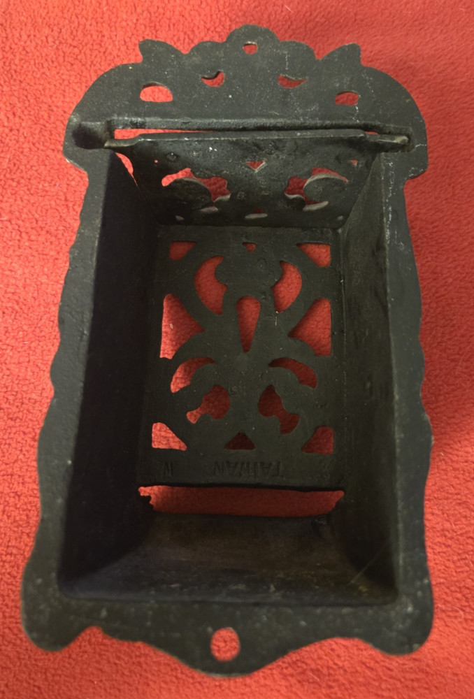 Vintage Wall Mounted Black Cast Iron Match Stick Dispenser