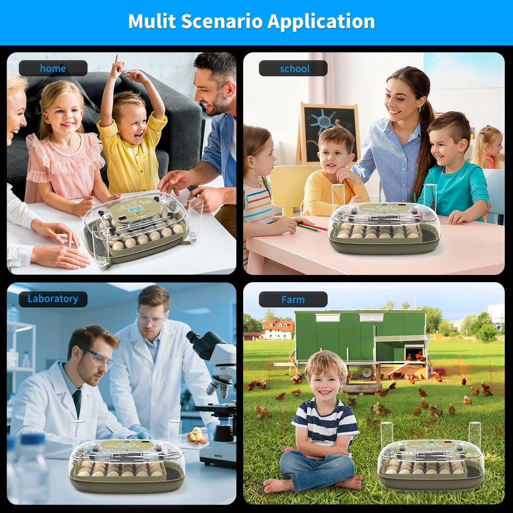 Incubator for Hatching Eggs,Automatic Turning,Temperature and Humidity Control D