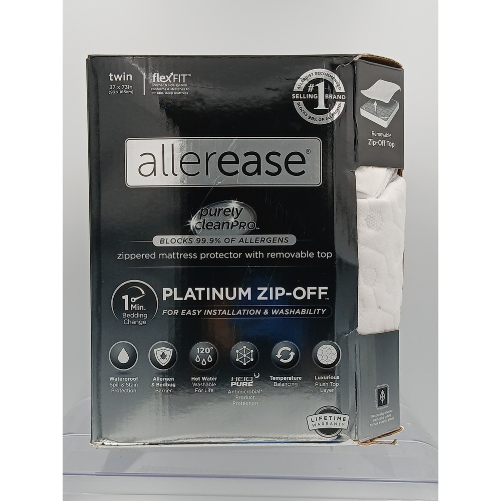 Allerease Purely Clean Pro Platinum Zip-Off Twin Mattress Protector Waterproof