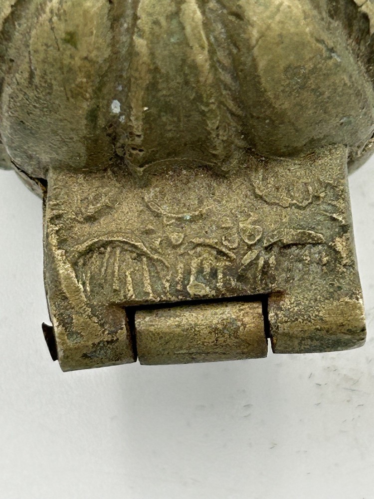 Antique Brass Small Lime Paste Chuna Box Original Old Hand Crafted Engraved