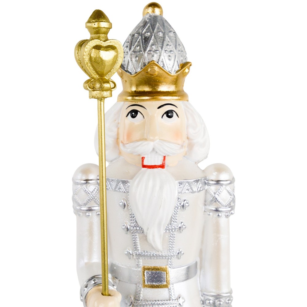 Northlight 13.5" Silver Metallic Christmas Nutcracker with Staff
