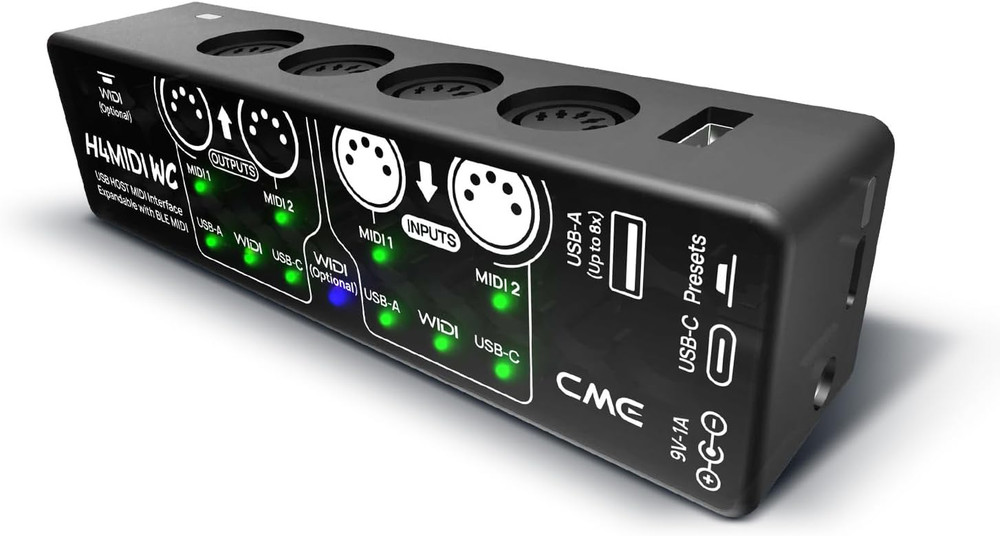 Standalone USB MIDI Host Interface With USB C 4x4 MIDI Routing Dual Power
