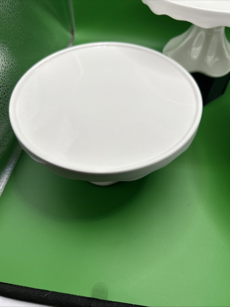 3 Round Ceramic Cake Pedestals Stand