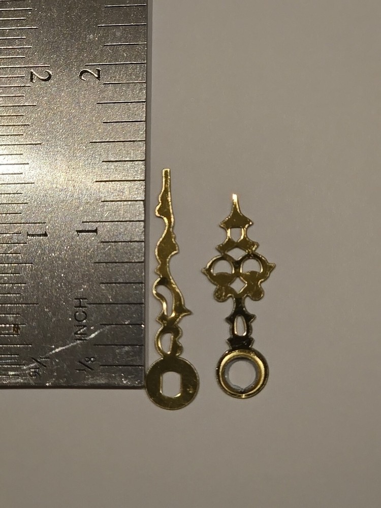 New 1-3/8" Serpentine Pattern Brass/Gold Clock Hands - DIY - Single Set