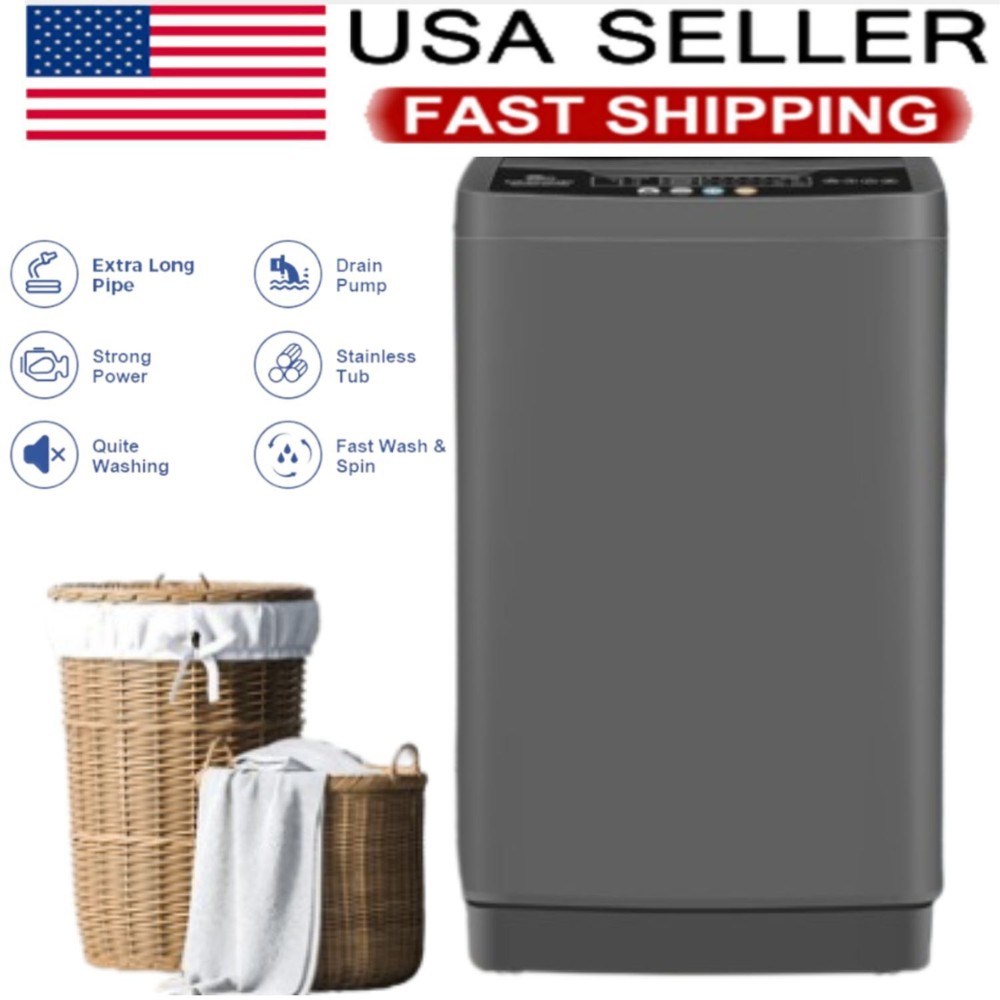 Portable Compact Laundry Washer Full-Automatic LED Display 17.8/13.5lbs Compact