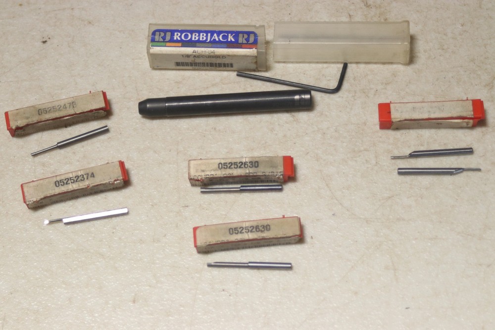 Robbjack Micro Boring Bar Holder & 6 Accupro Solid Carbide Boring Bars