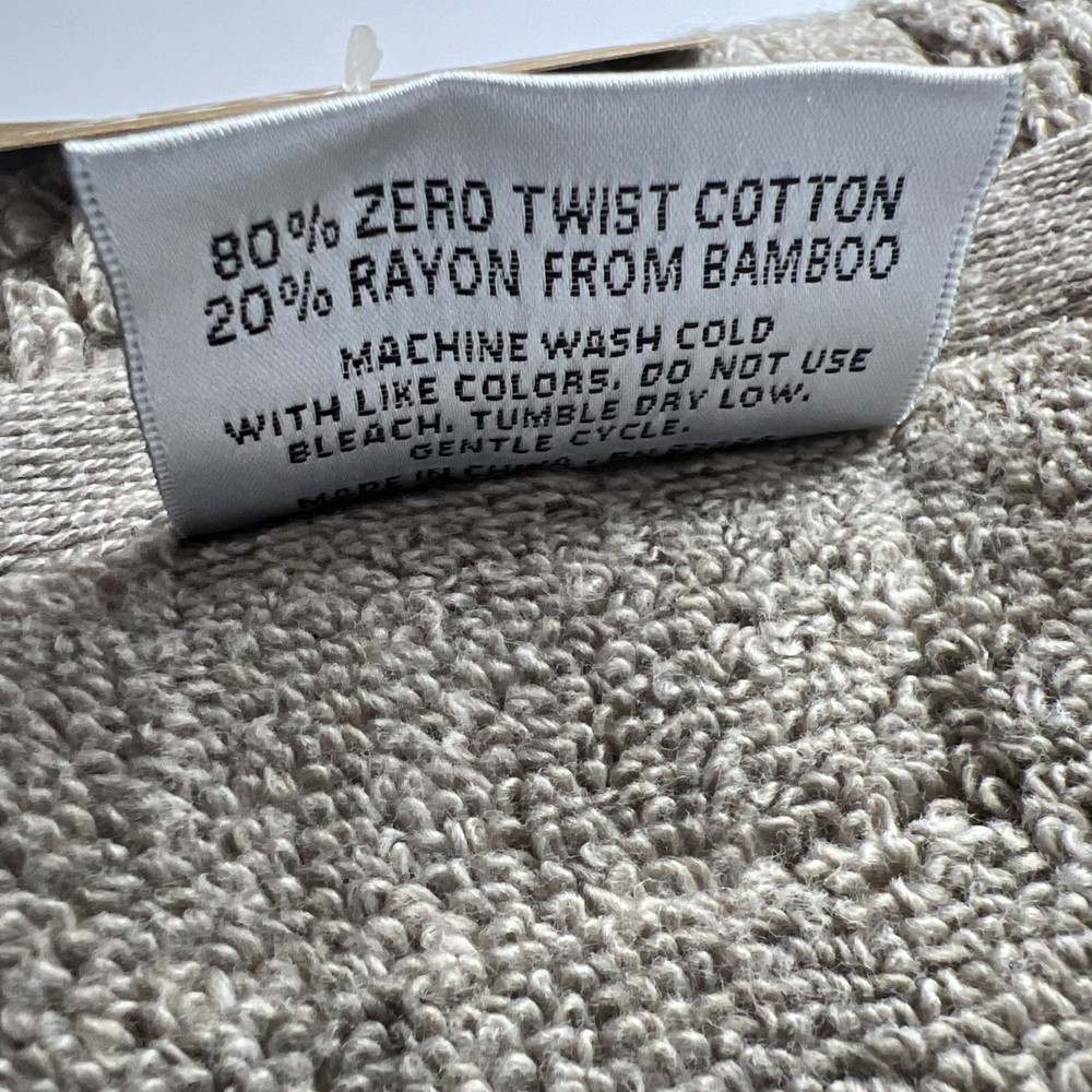 2 PC Common Thread Eco Melange Bamboo Bath Towels Tan Oversized Zero Twist NEW