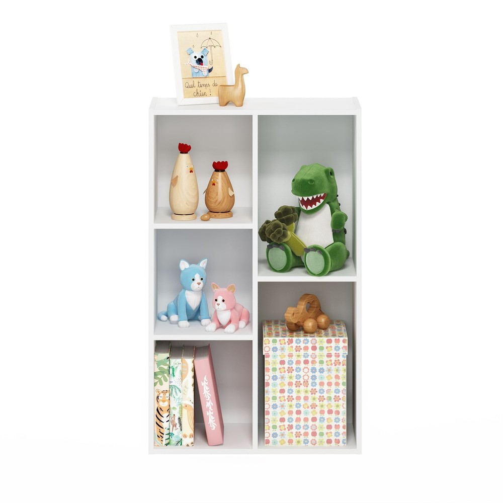 5-Cube No Tool Assembly Open Shelf White W/ Small Space & Easy Setup