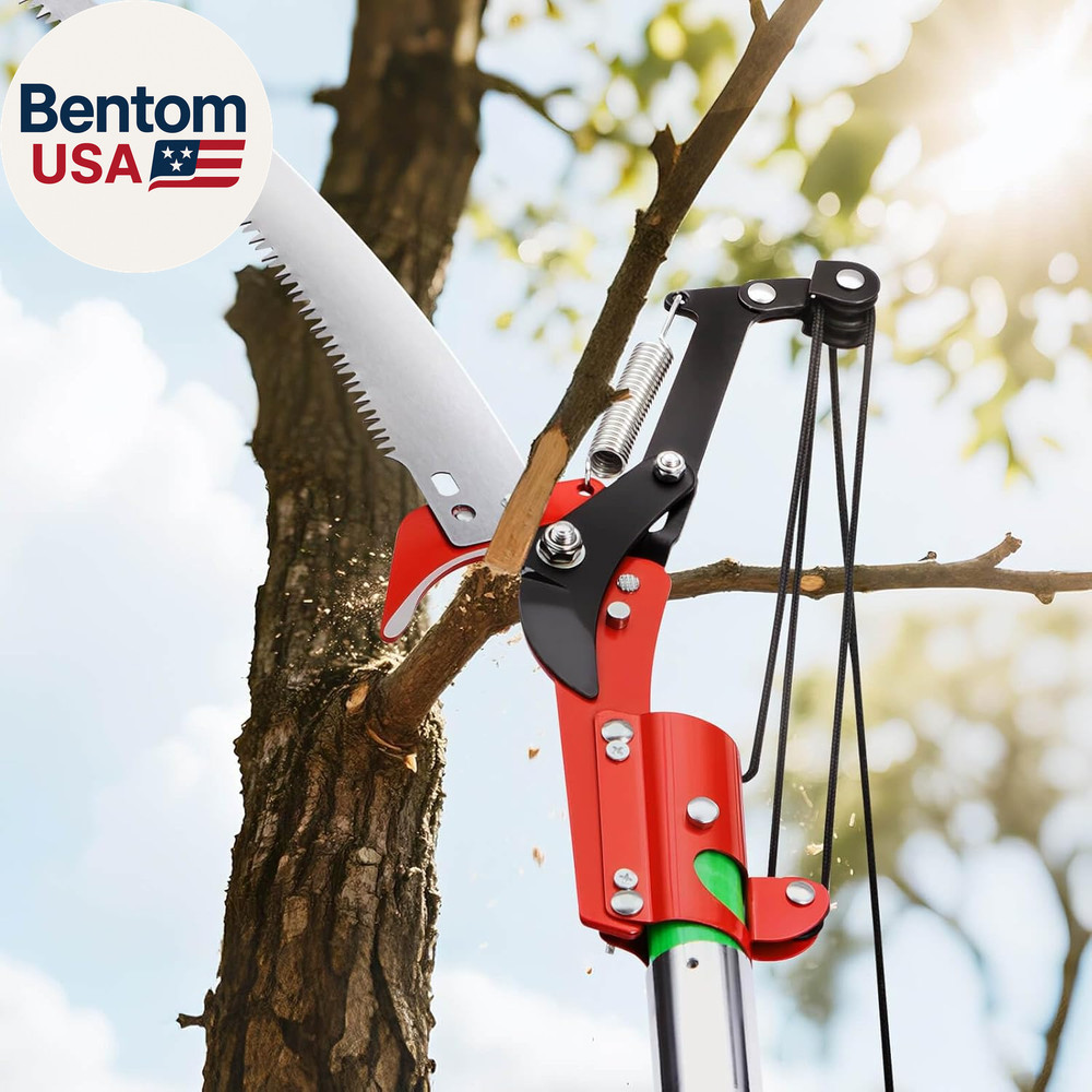 Manual Pole Saw, 3.87-27 Ft Extendable Pole Tree Pruner with Scissors, Sharp 65M