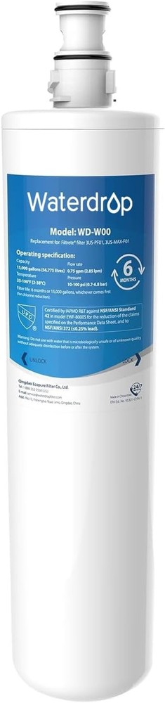 Waterdrop 3US-MAX-F01 3US-PF01 Replacement Filter, Replacement for Filtrete®