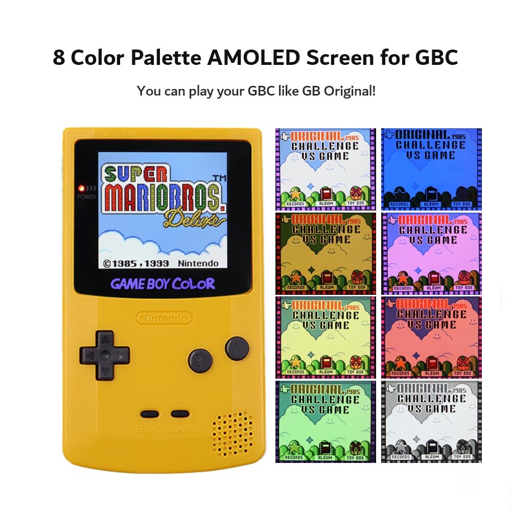 OLED Screen Touch Laminated Screen Kit&Pre-cut Case With Type-C Battery For GBC