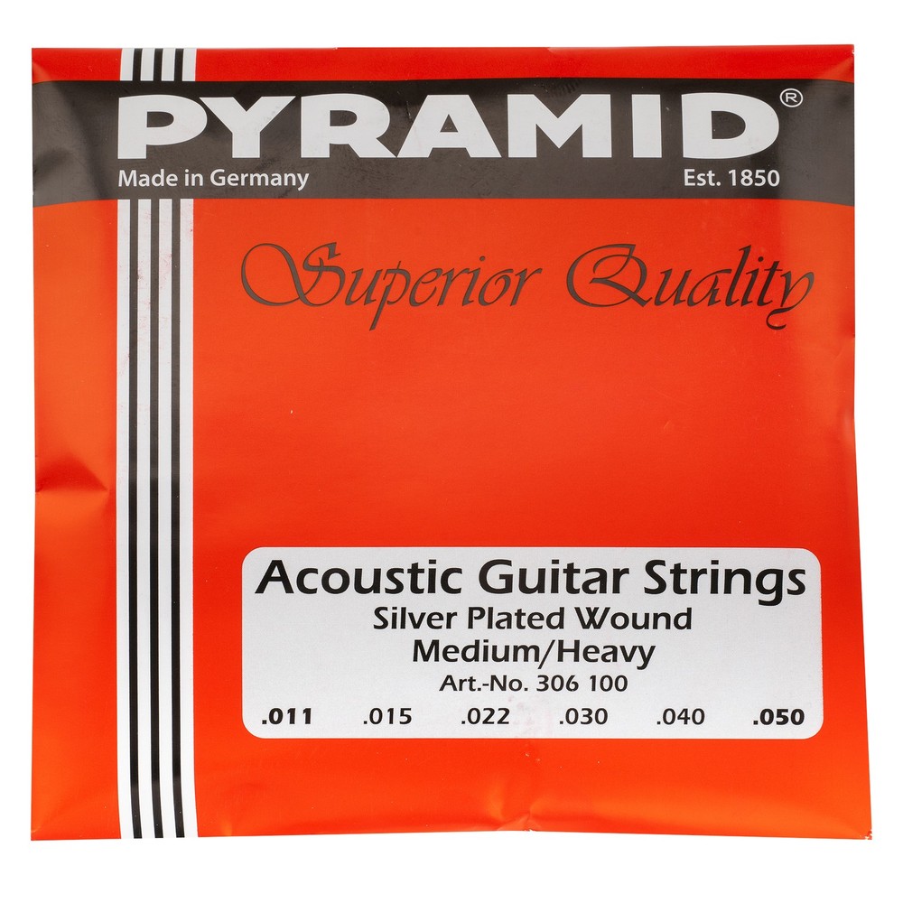 Pyramid 306100 Medium Heavy Silver Plated Wound Hex Core Acoustic Guitar String