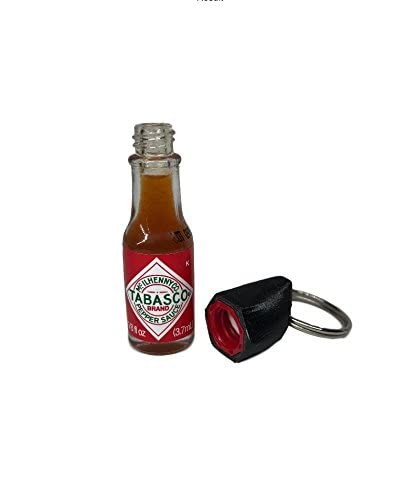 Hot Sauce Keychain with Mini Tabasco Bottle Bottle, Black