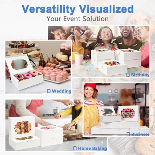 Pcs Bakery Boxes 8-In with Windows, Cookie Boxes for Chocolate Covered 30 White