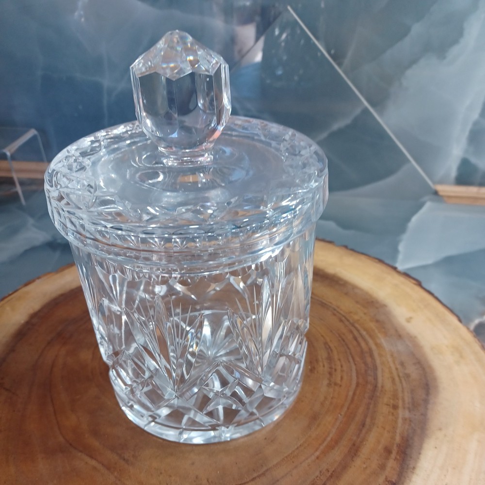 Cut Crystal Barrel Biscuit Cookie Jar with lid