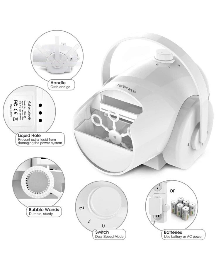 PEFECVE Automatic Bubble Machine Blower Portable Bubble Maker Model BBM 001