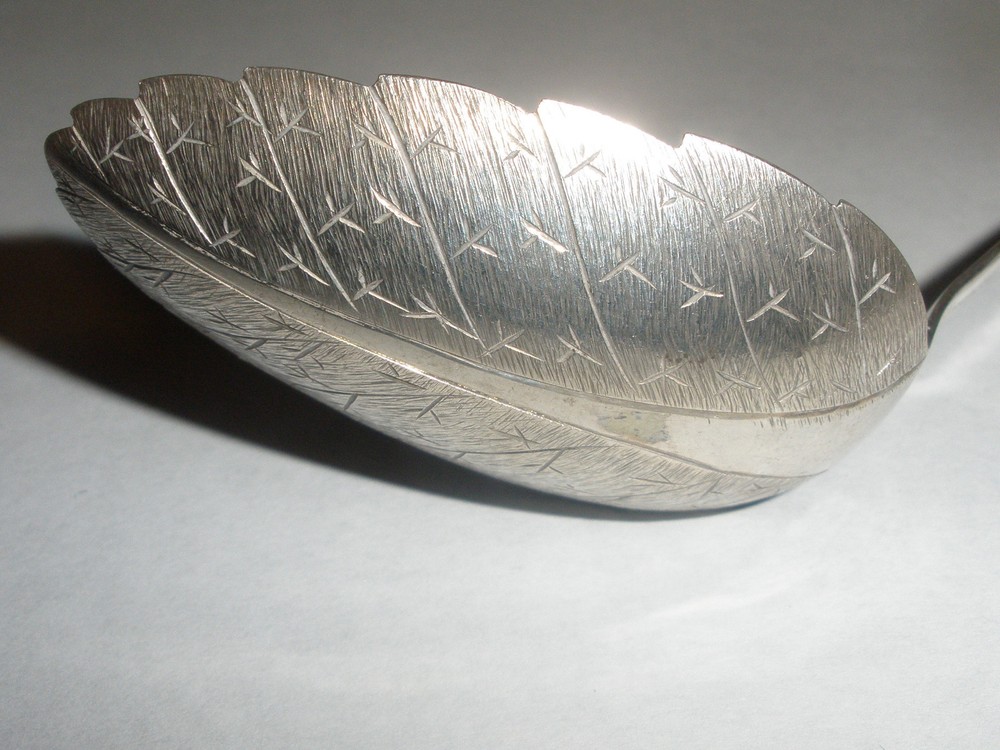 Vintage Ole AAS Silver 830 S Leaf Loop Twist Handle tea caddy Spoon Norway.
