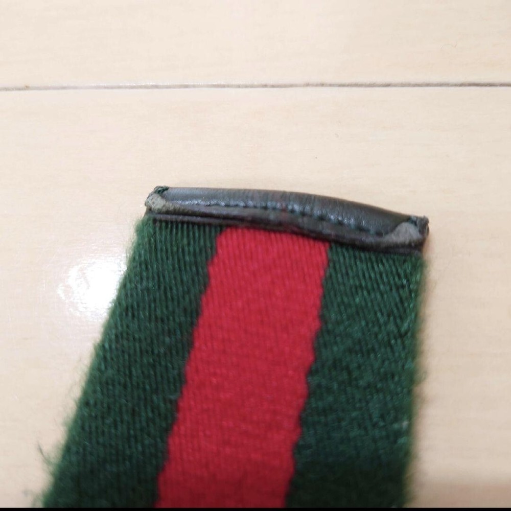Old GUCCI Logos Web Stripe Belt Green Red Silver Canvas Italy Authentic