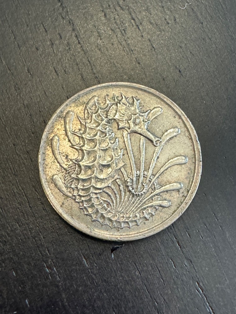 Vintage 1968 Singapore 10 Cent Coin - Dragon