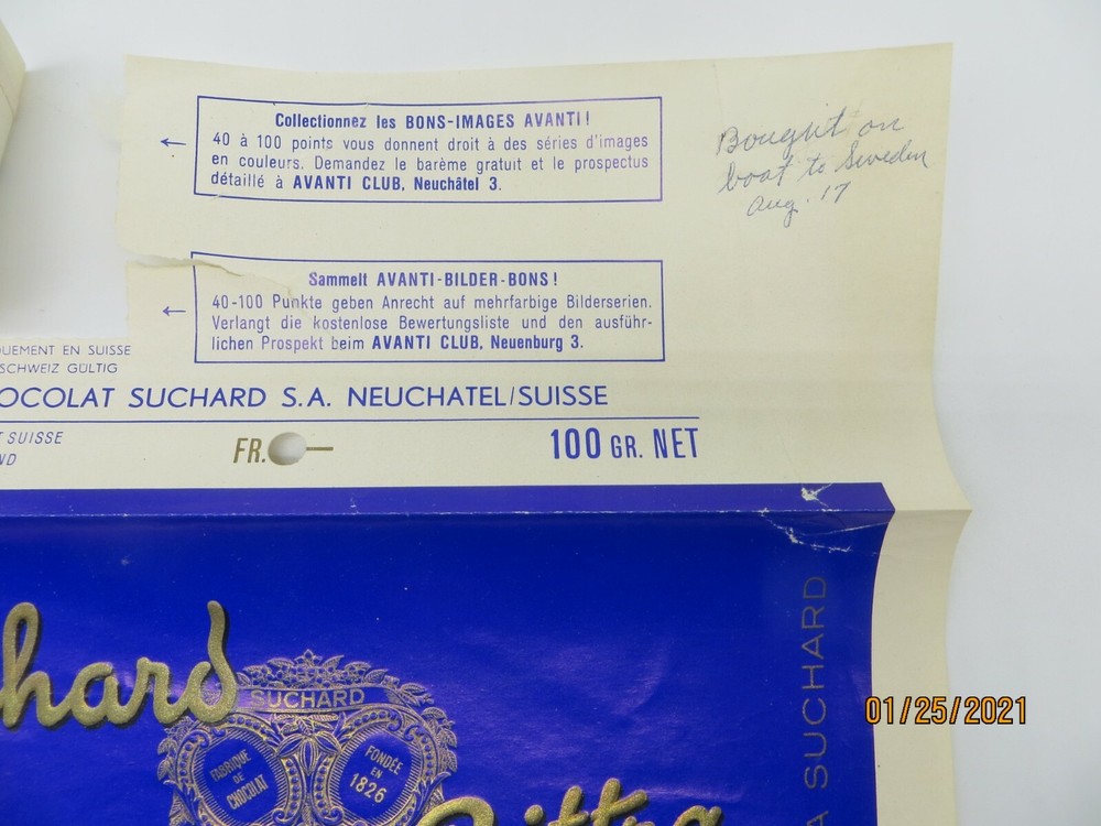 Vintage Bittra Suchard Chocolate Label