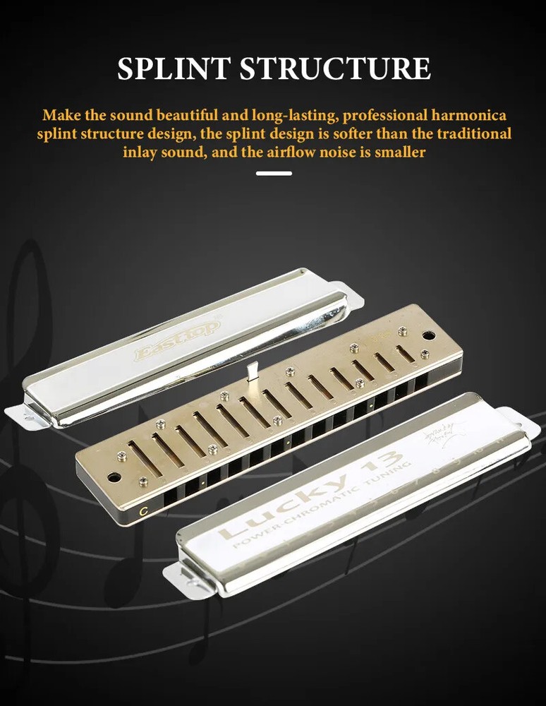LUCKY 13 PowerChromatic Harmonica Instrument 13 Hole C Key Beginner