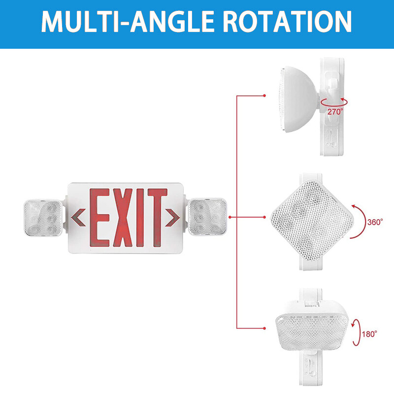 6PACK LED Exit Sign Emergency Light w/Battery Backup Adjustable Square Head