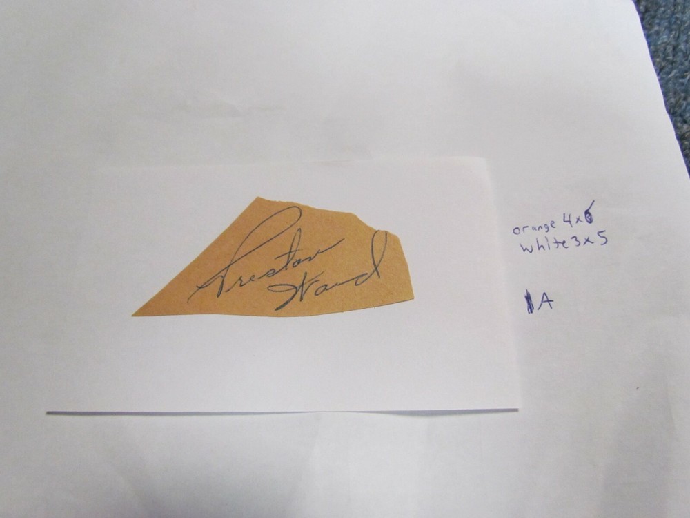 Preston Ward autographed Cut on Index Card