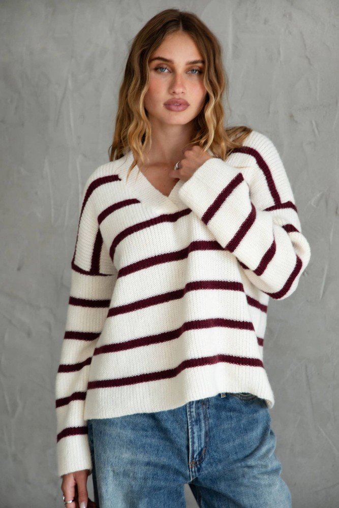 Burgundy Stripe Sweater