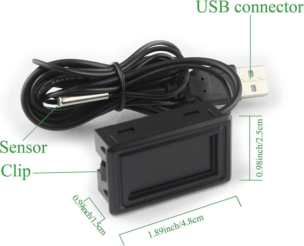High Accuracy Digital Thermometer with LCD Display, USB Powered & Switchable ℉/℃