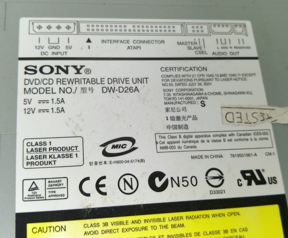 Sony DW-D26A DVD/CD Rewritable Drive Unit