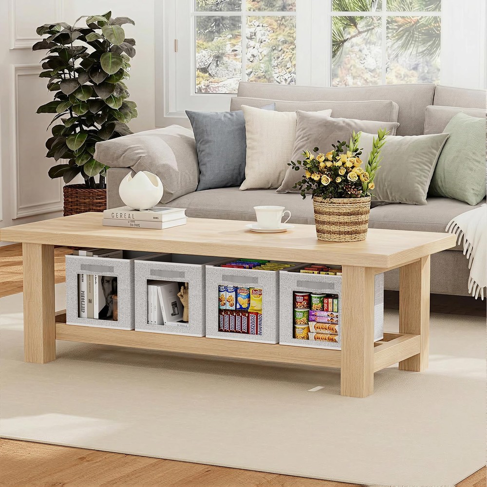 Foldable Storage Cubes - Square Organizer with Window, Decorative Baskets for...