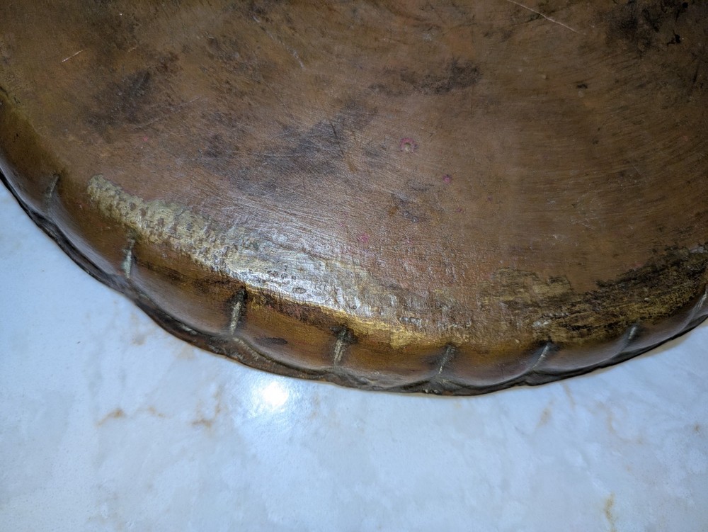 Antique Copper Middle Eastern Etched Serving Tray (13.5")