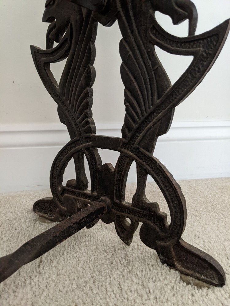 Victorian Floral Iris Needlepoint Bench Stool Ft. Bronzed Cast Iron Chimera Base