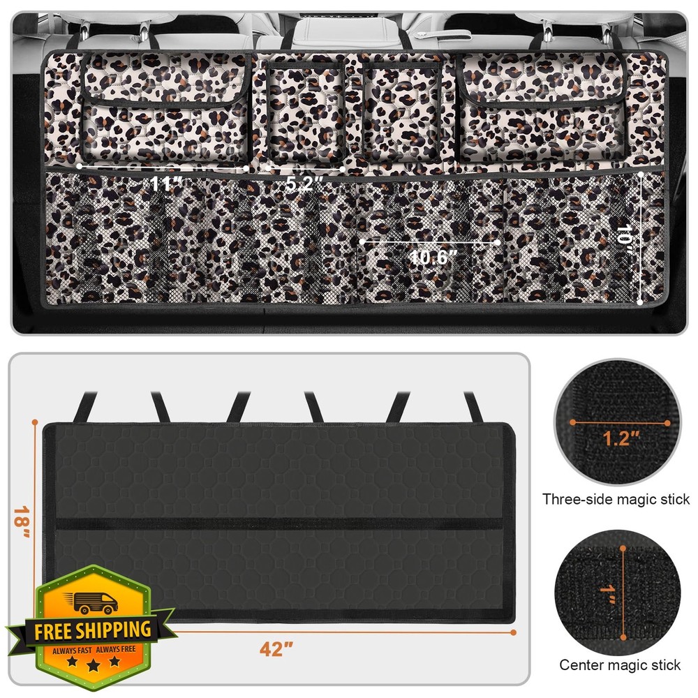 Car Trunk Organizer Super Capacity Backseat Hanging Storage Leopard