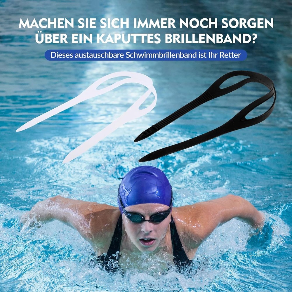 2 Pack Silicone Swimming Goggles Strap, Dive Eyewear Strap Replacement, Swim...