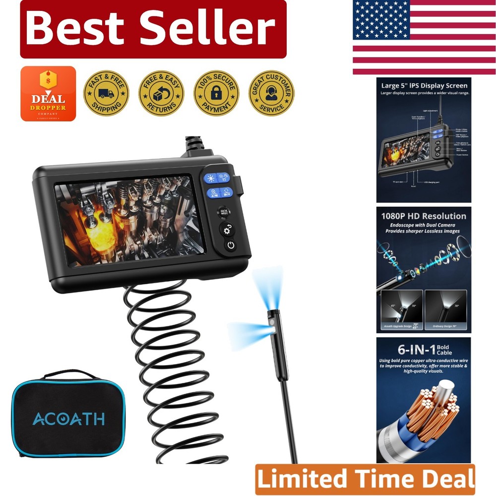 Compact 9.8FT Endoscope Camera - High Resolution, Waterproof, User-Friendly