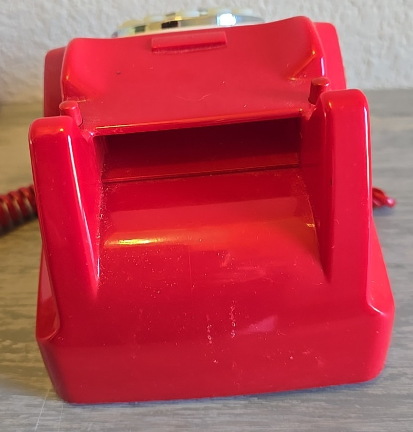 Telephone Red Retro Push Button Desk Phone Crosley Model #300C Functional