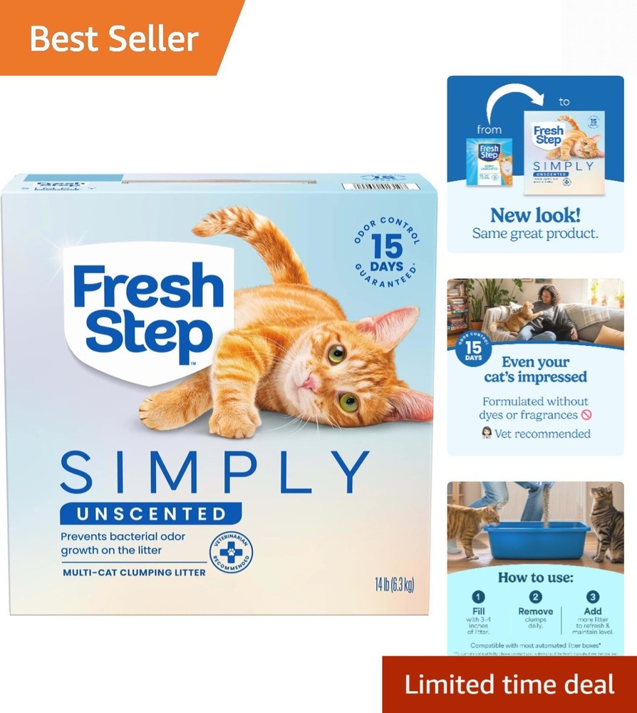 Simply Unscented Multi Cat Clumping Litter - 14 lb for Maximum Odor Control