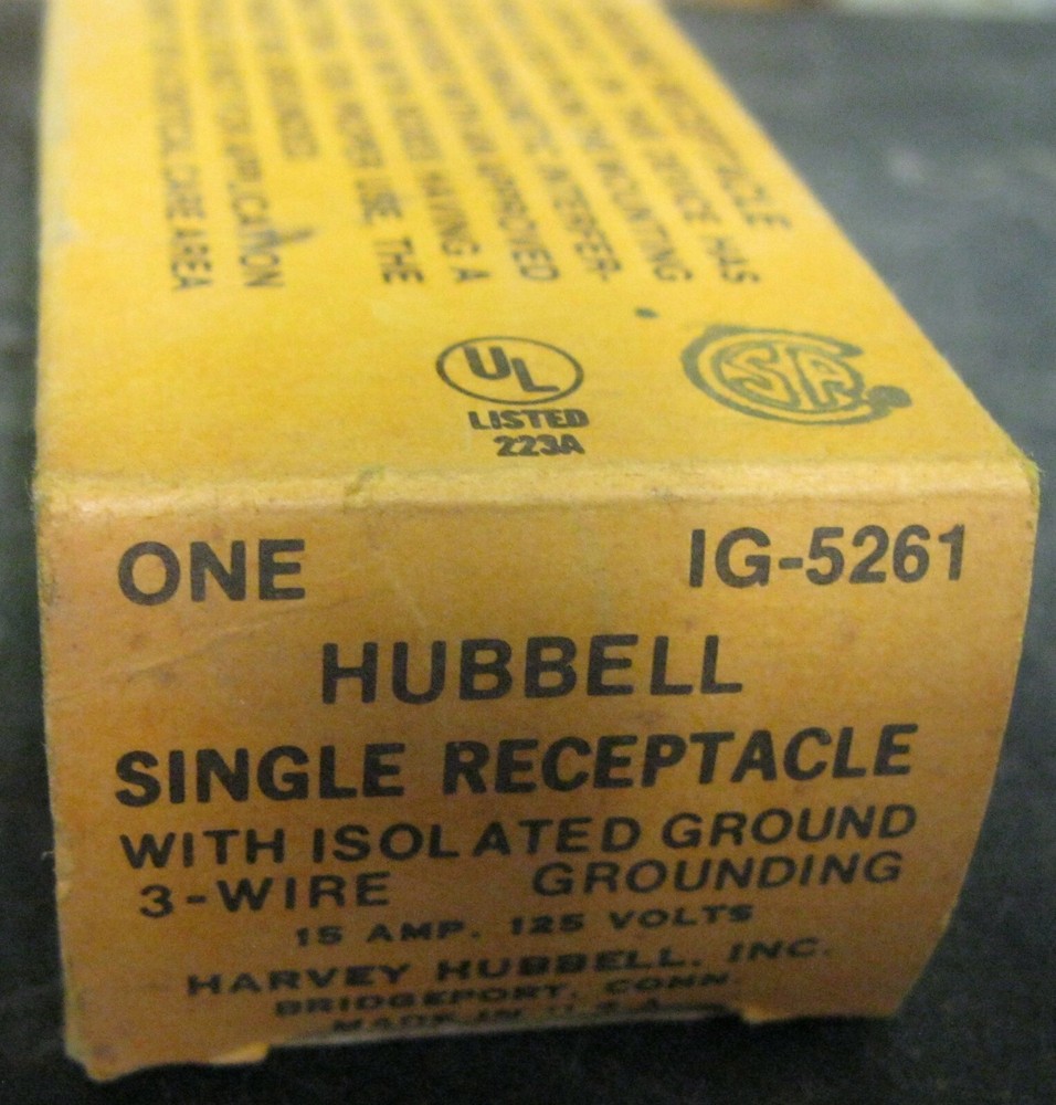 Hubbell IG-5261 Single Receptacle 3W 15A