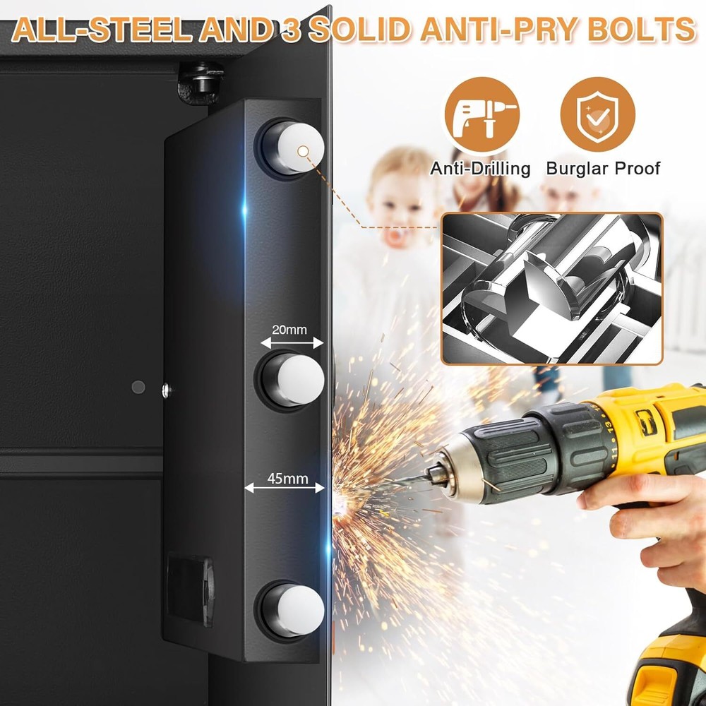 2.5 Cub Large Home Safe Fireproof Waterproof, Anti-theft Fireproof Safe Box