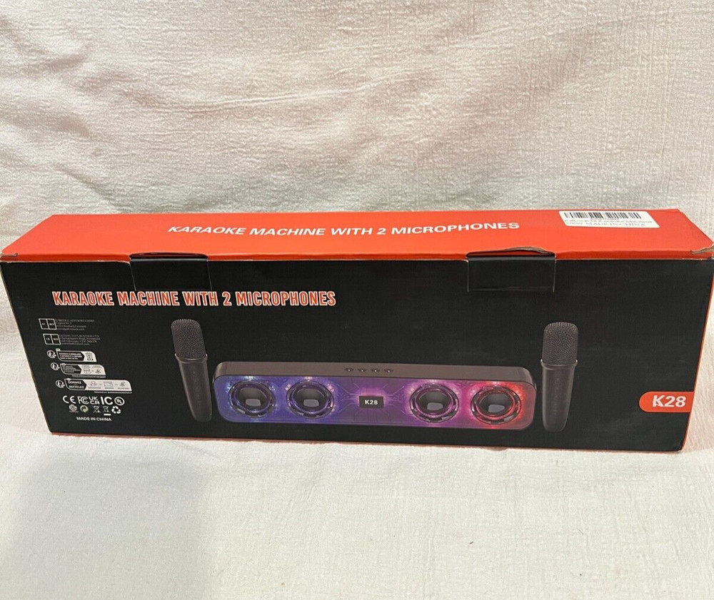 Karaoke machine with 2 Microphones Bluetooth Portable Ezus K28 advanced tech...