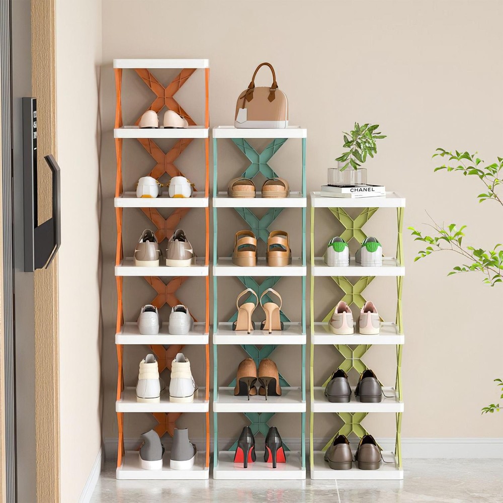 9Tier Narrow Entryway Shoe Rack Plastic Vertical Organizer Space Saving Free