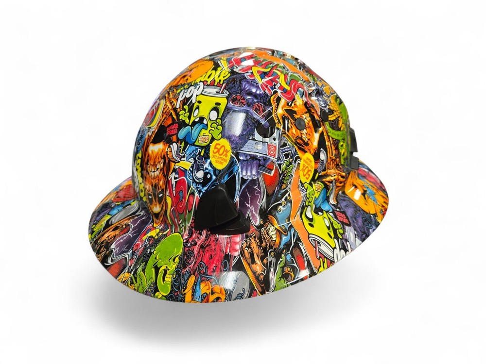 Graffiti Hydro Dipped Full Brim Hard Hat YELLOW