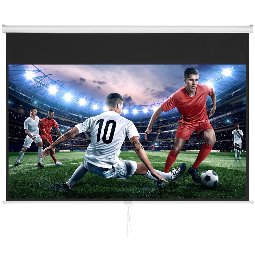 VEVOR Manual Pull Down Projector Screen 100 inch 16:9 4K 1080 HD Retractable