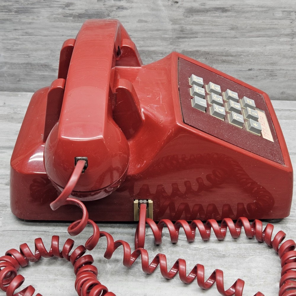 Western Electric Red Desk Table Top Touch Tone Dial Push Button Phone UNTESTED