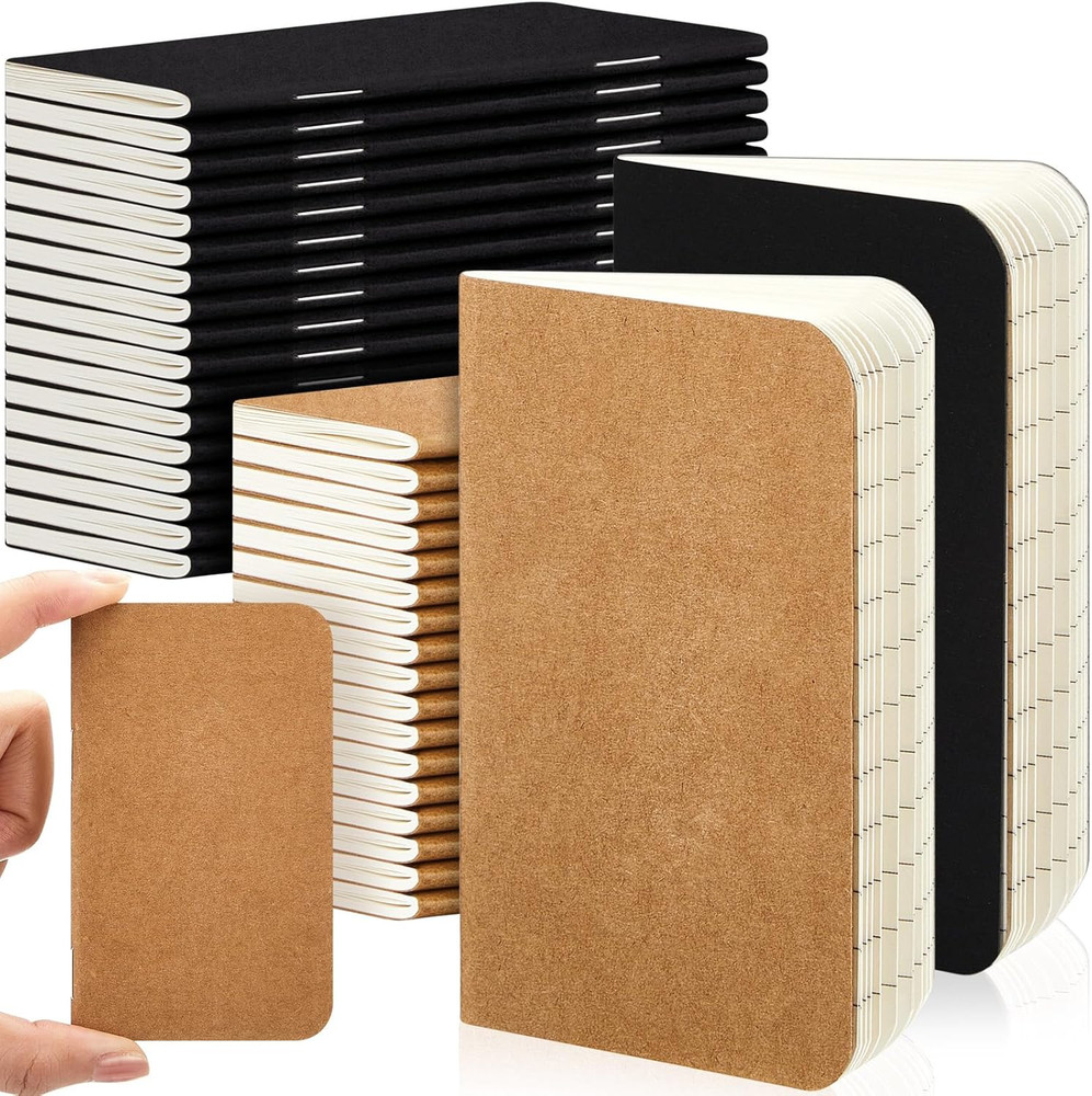 36 Pcs Pocket Notebook Mini Journal 2.5" X 4" Kraft Paper Mini Notepad Bulk Soft