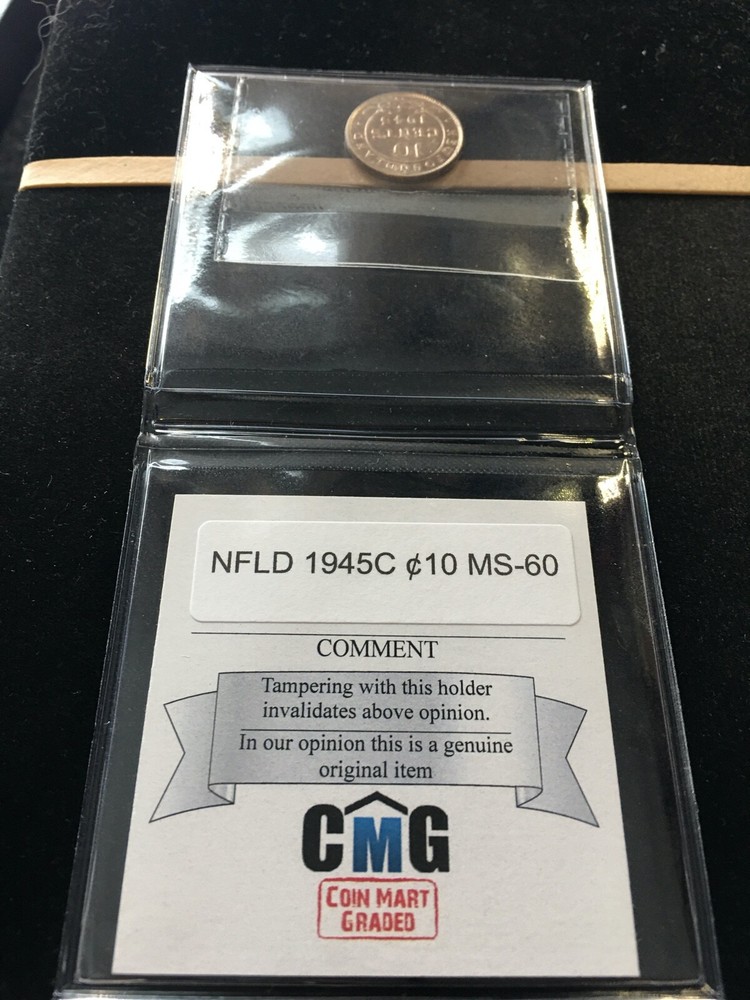 1945C Coin Mart Graded, Newfoundland Ten Cent, **MS-60**